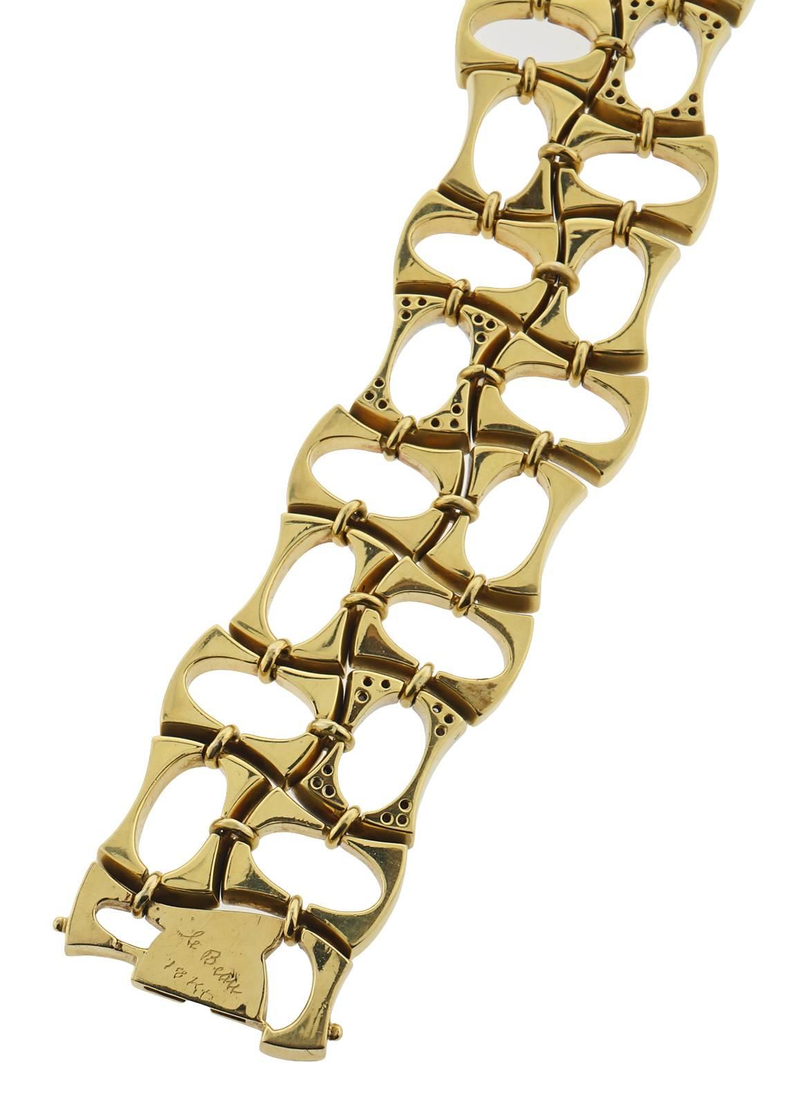 Rétro Boris LeBeau Bracelet rétro en or 18 carats avec diamants de 0,80 carat en vente