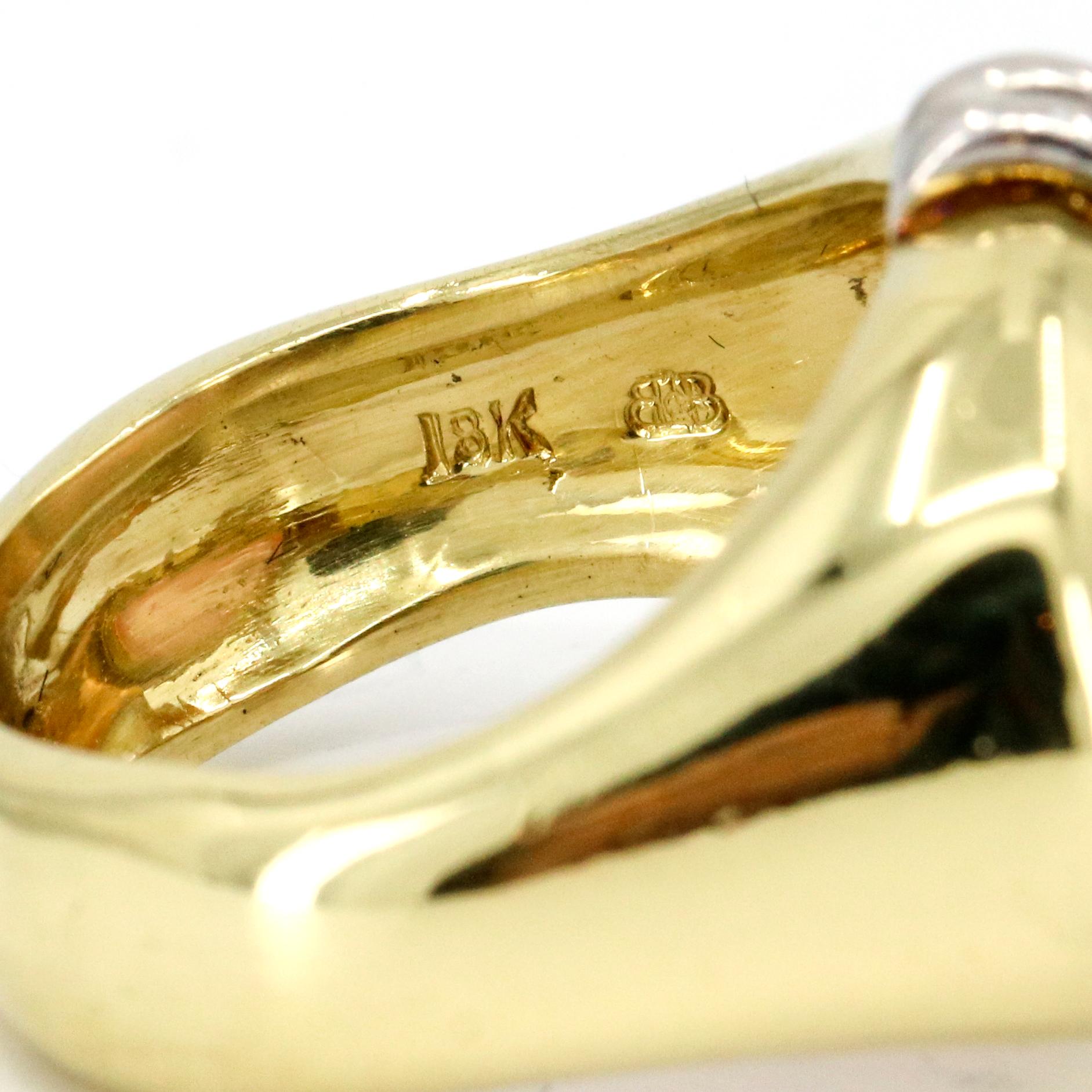 Boris LeBeau 18 Karat Yellow White Gold Rose Quartz Modernist Statement Ring For Sale 3