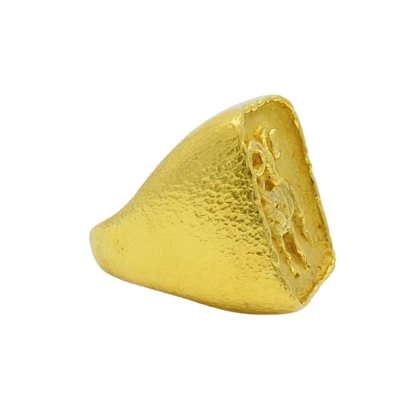 Boris Lebeau 22k Gold Signet Ring Aries Zodiac Sign For Sale 1