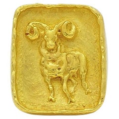 Boris Lebeau 22k Gold Signet Ring Aries Zodiac Sign