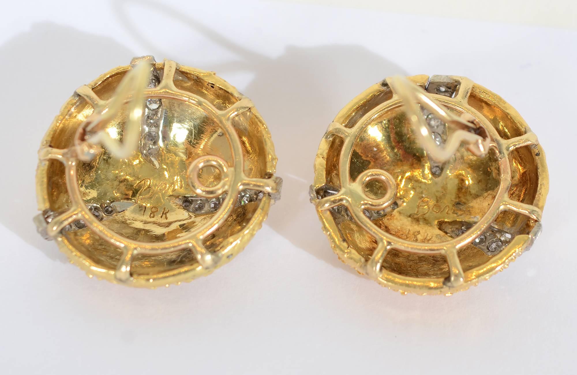 Boris LeBeau Diamond Gold Earrings In Excellent Condition For Sale In Darnestown, MD