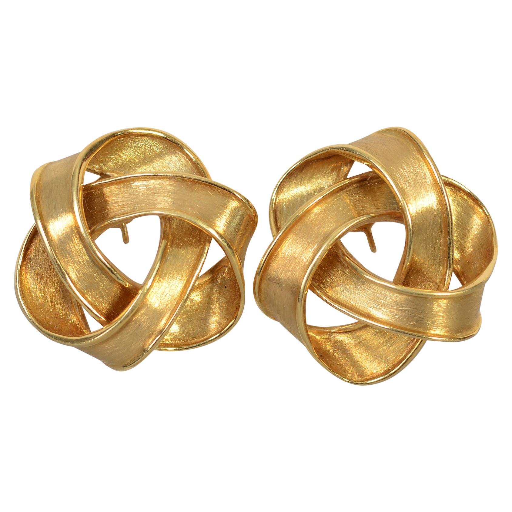 Boris LeBeau Gold Swirl Earrings For Sale