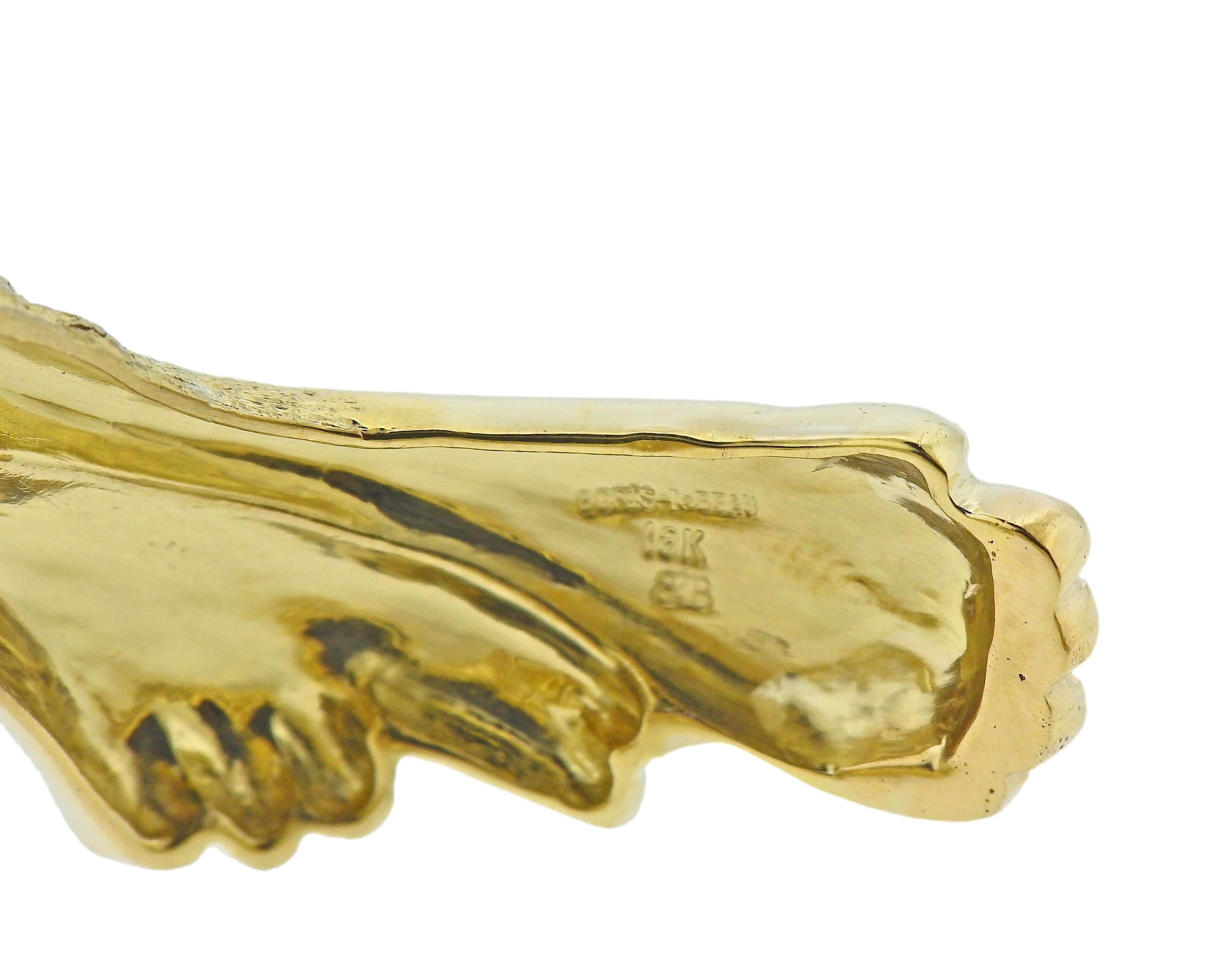Boris LeBeau Rubin-Emaille-Gold-Frosch-Manschettenarmband im Zustand „Hervorragend“ im Angebot in New York, NY