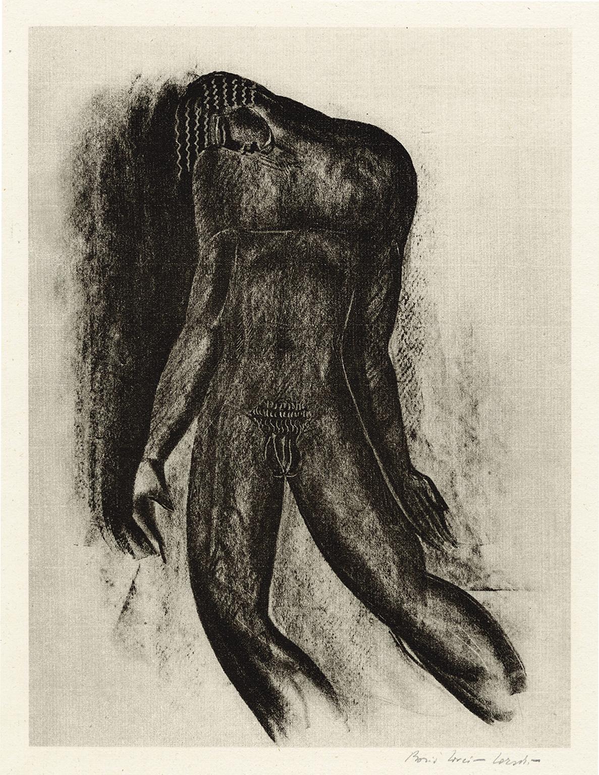 Boris Lovet-Lorski Nude Print - Untitled (Male Nude)  — 1920s modernism