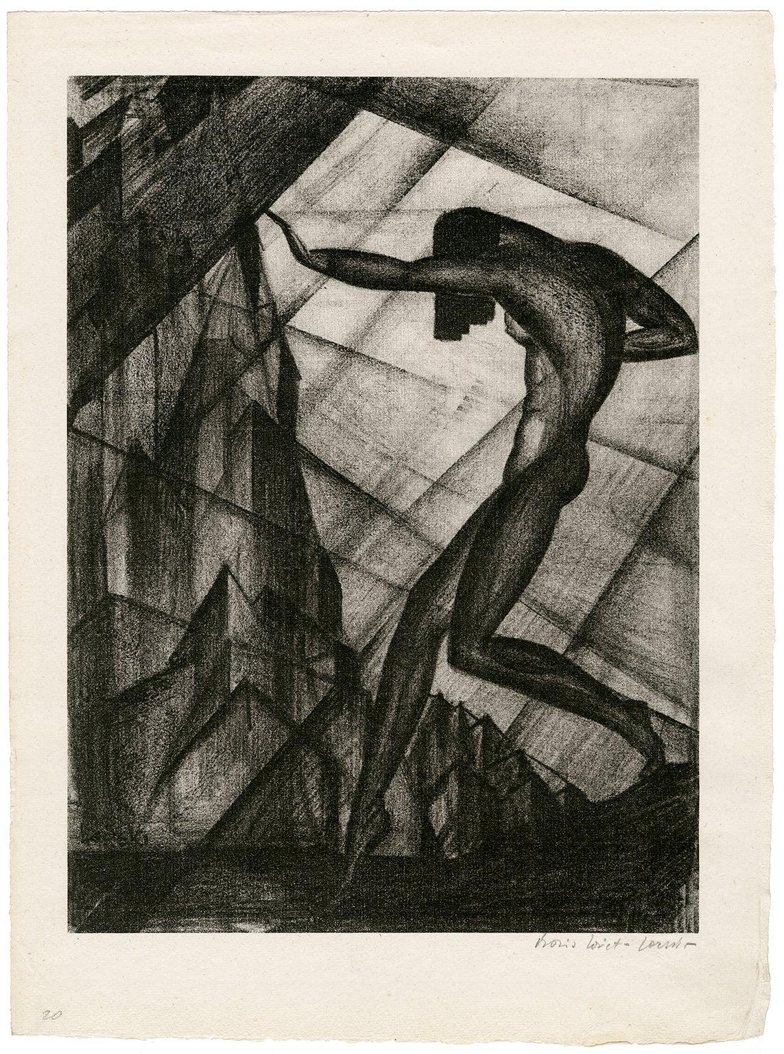 Nackte Tänzerin - Modernismus der 1920er Jahre (Schwarz), Nude Print, von Boris Lovet-Lorski