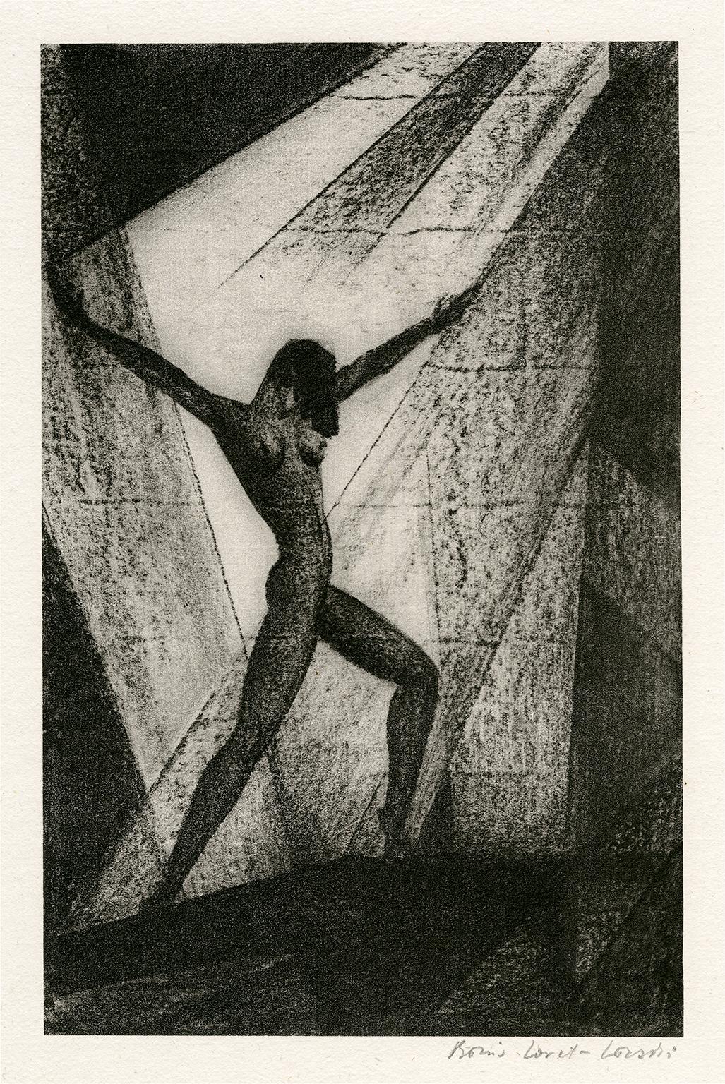 Boris Lovet-Lorski Nude Print - Untitled (Nude in Spotlight)
