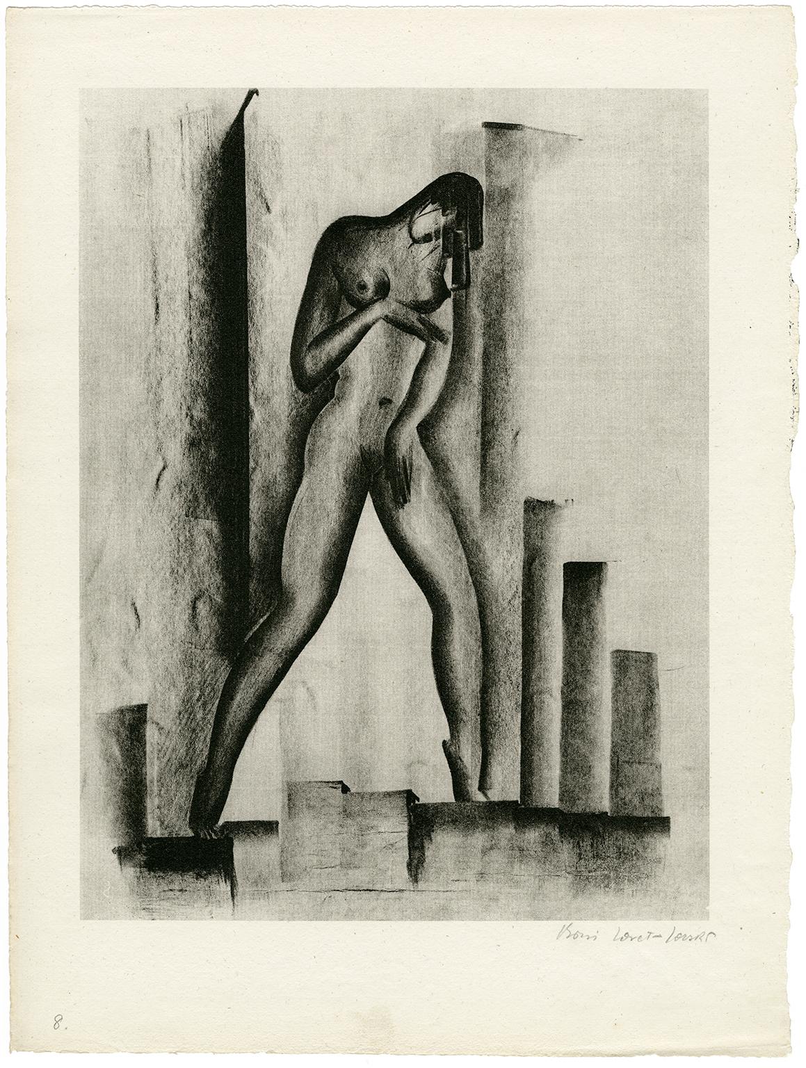 Untitled (Nude with Buildings) - Print by Boris Lovet-Lorski
