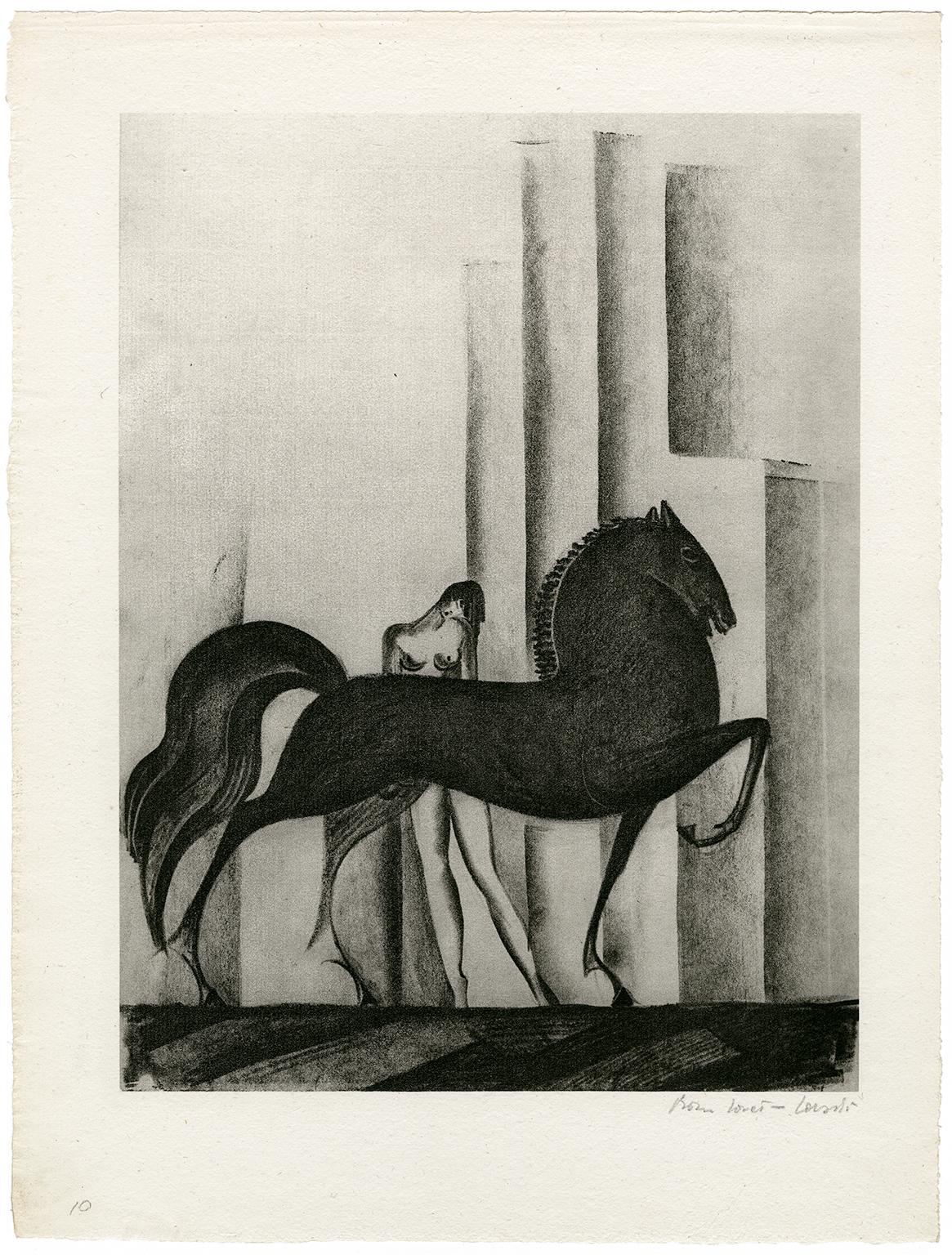 Sans titre (Nu avec cheval) - Print de Boris Lovet-Lorski