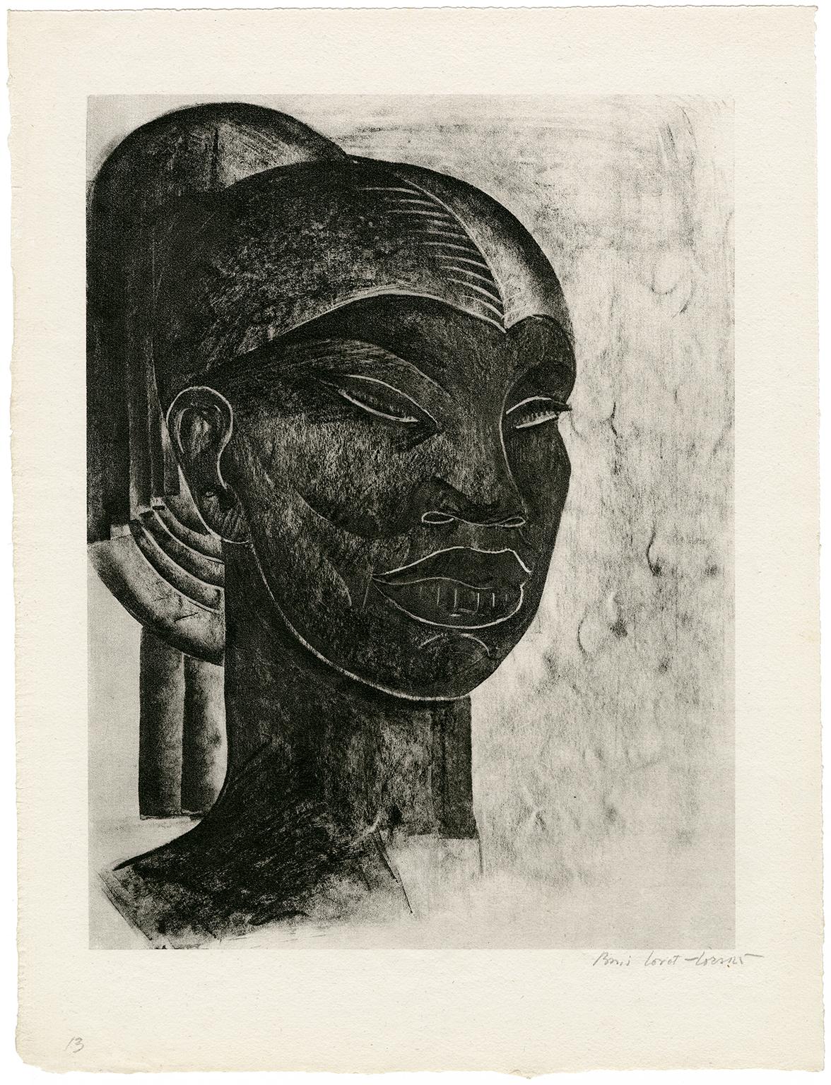 Retrato de una mujer africana - Modernismo de los años 20 - Print de Boris Lovet-Lorski