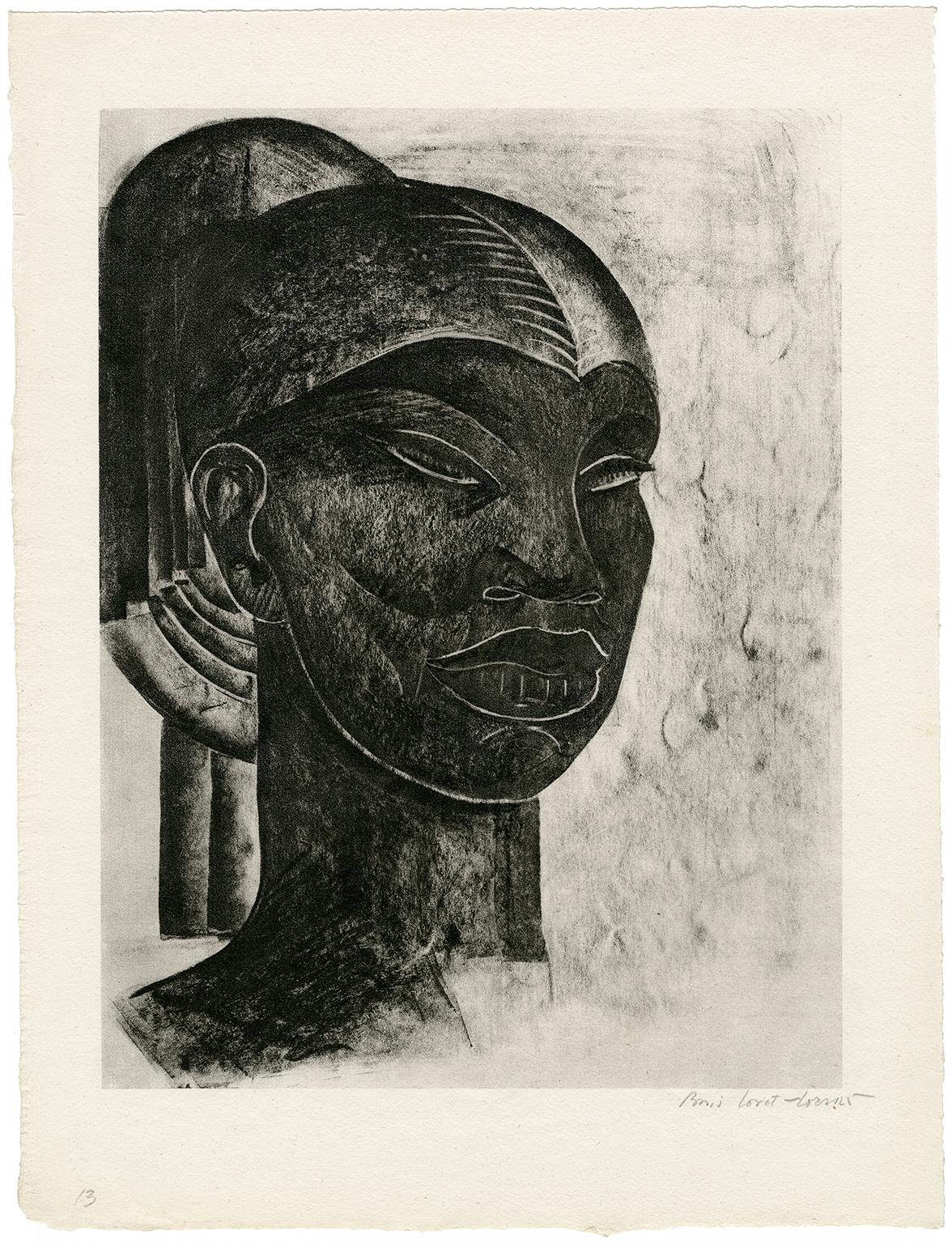 Portrait of an African Woman — 1920s Modernism - Print by Boris Lovet-Lorski