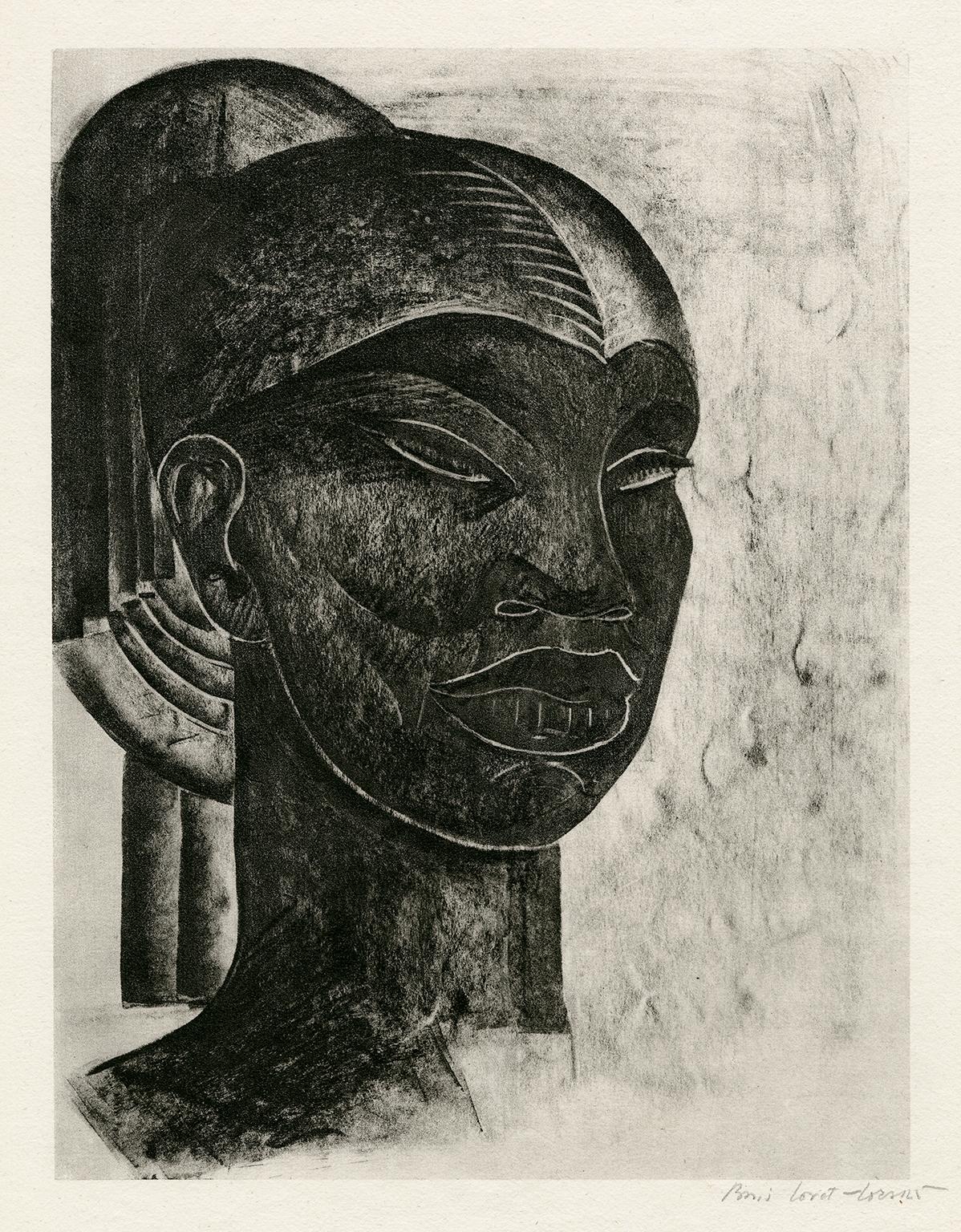 Boris Lovet-Lorski Figurative Print - Portrait of an African Woman — 1920s Modernism