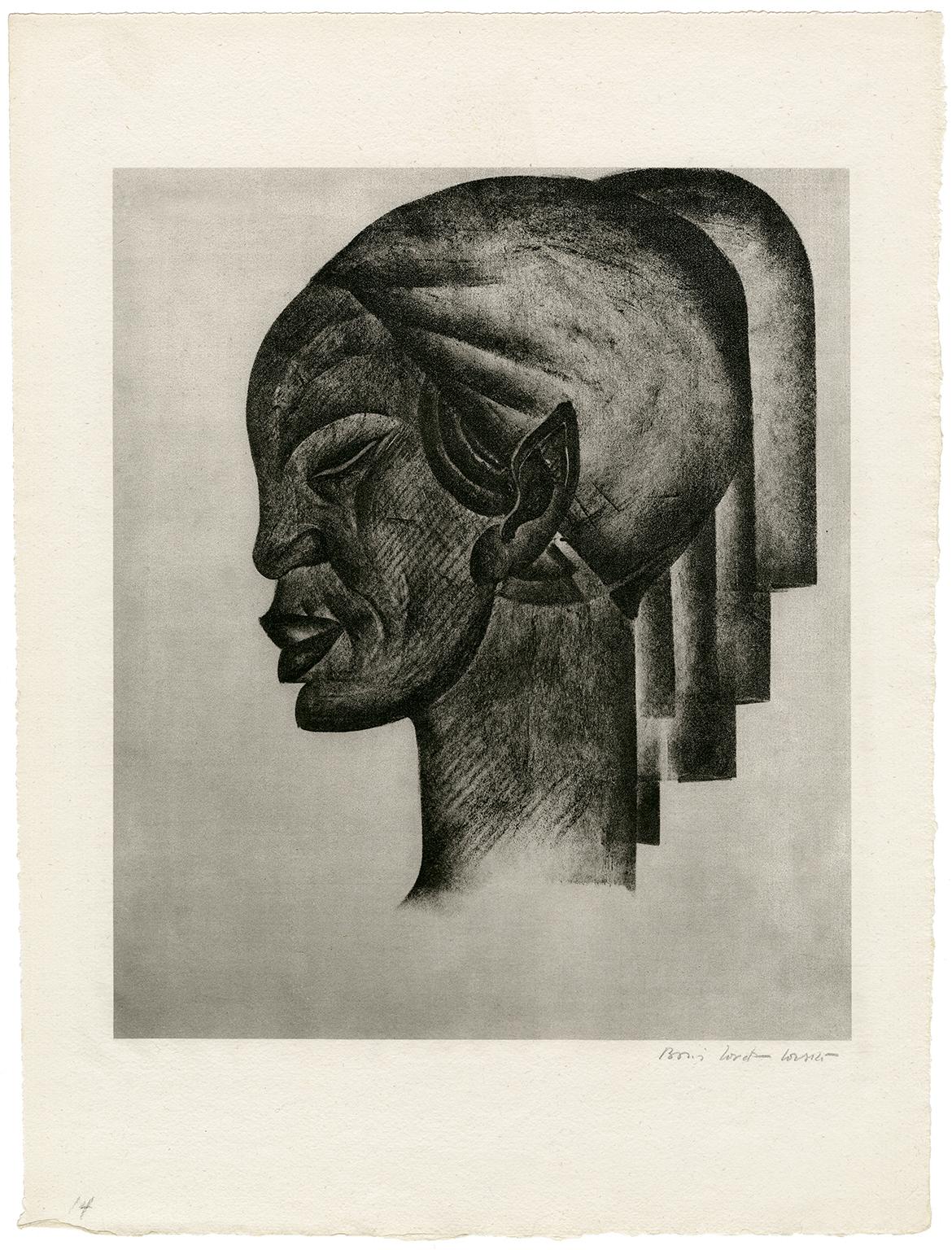 Untitled (Profile of an African Woman) - Print by Boris Lovet-Lorski