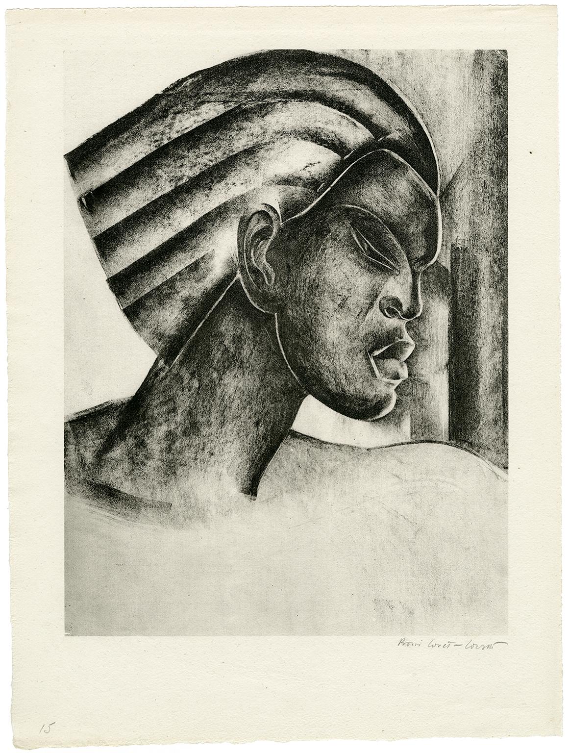 Profile of an African Woman —1920s Modernism - Print by Boris Lovet-Lorski