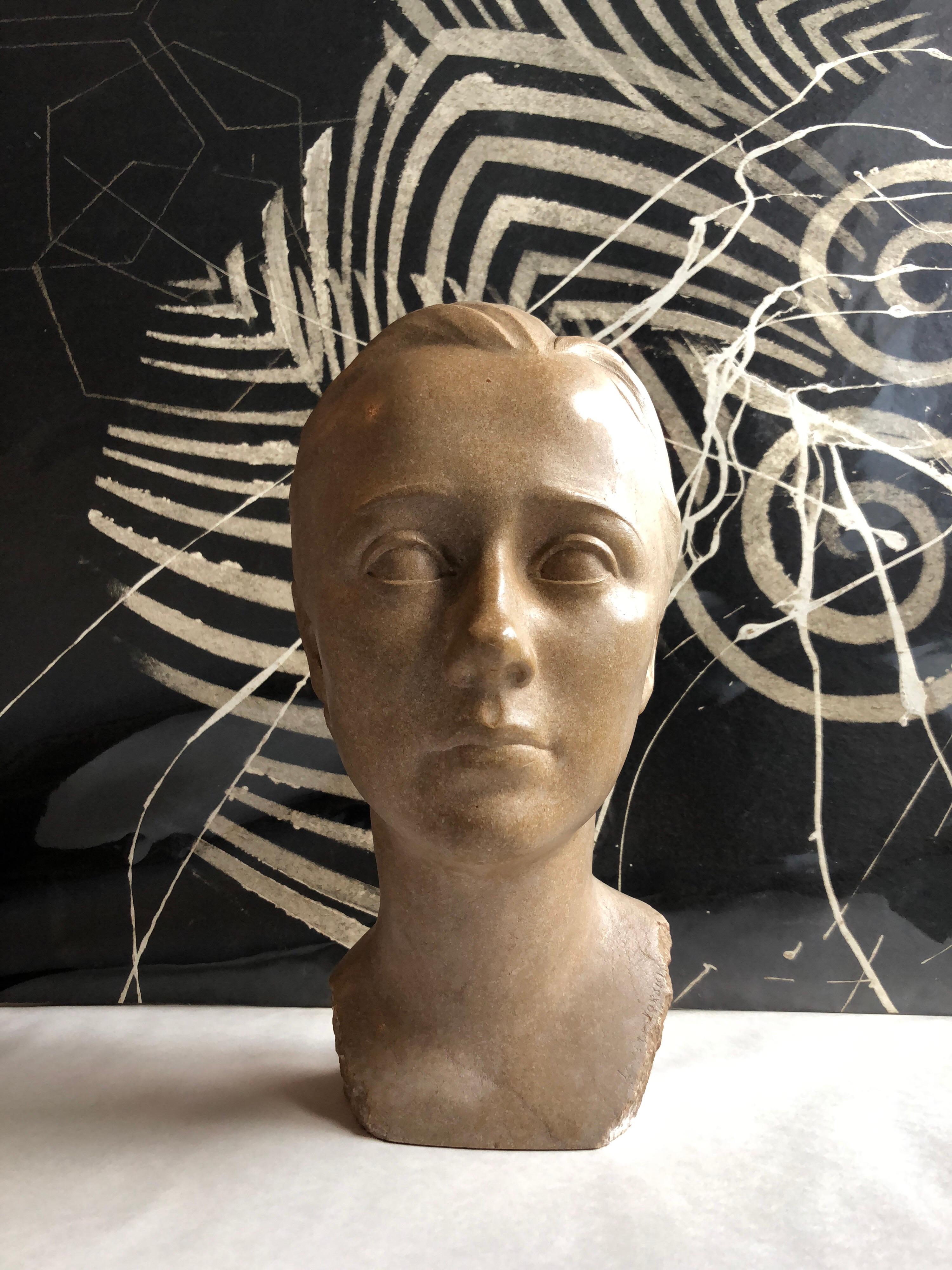 Sculpture Art Déco - Tête de Flapper Womans Head Xenozane en marbre 7