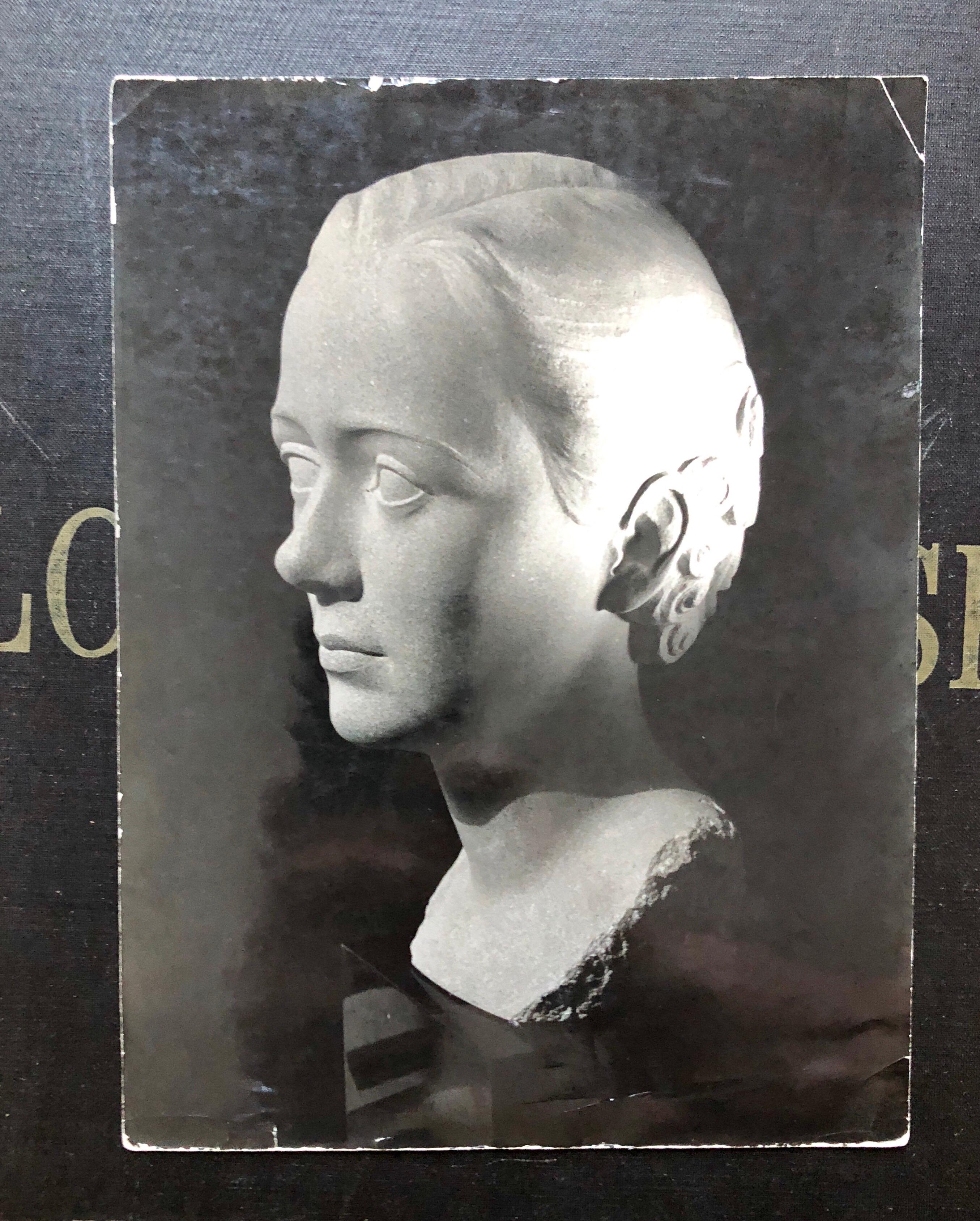 Art Deco Sculpture Flapper Womans Head Xenozane Marble Stone 5