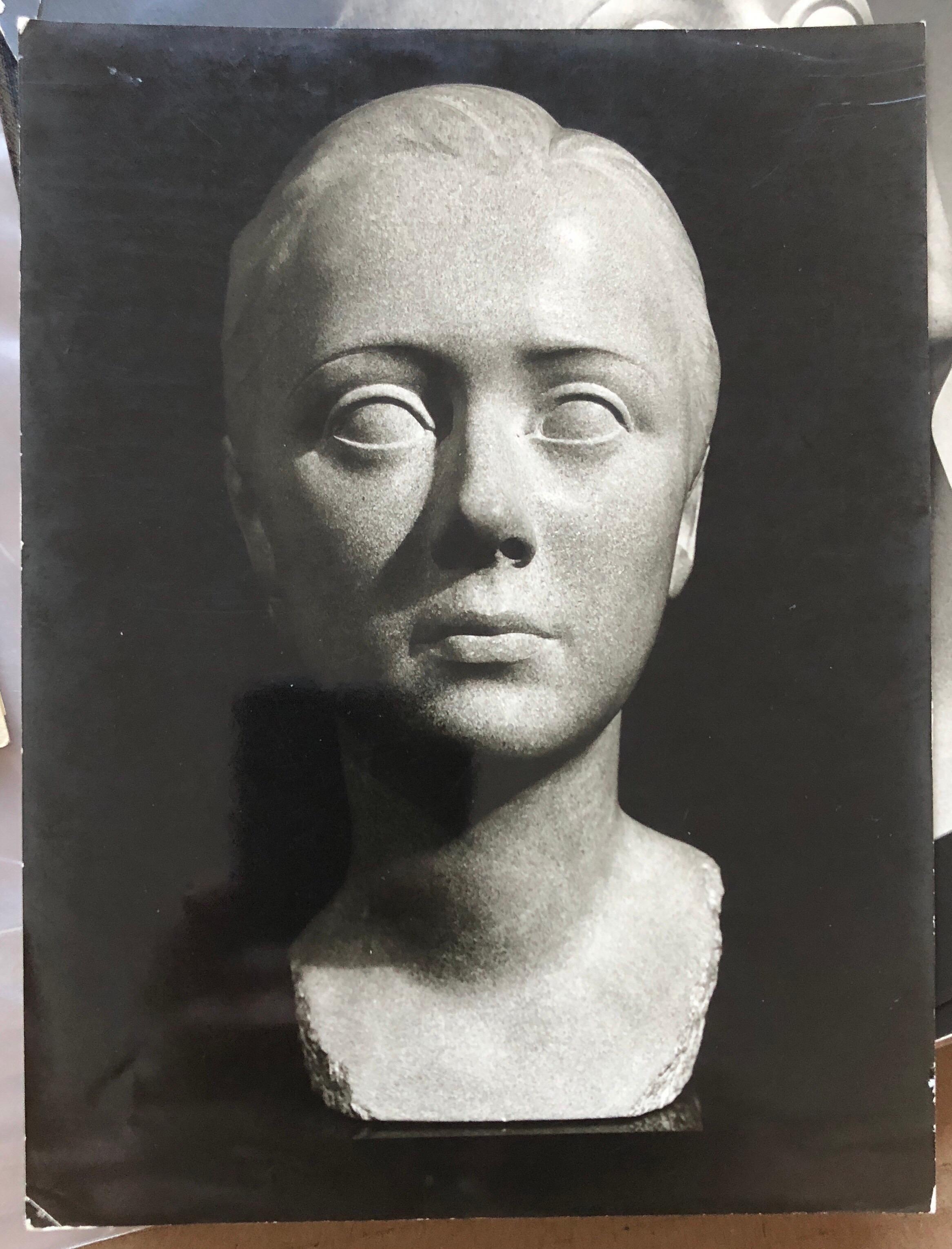 Art Deco Sculpture Flapper Womans Head Xenozane Marble Stone 8