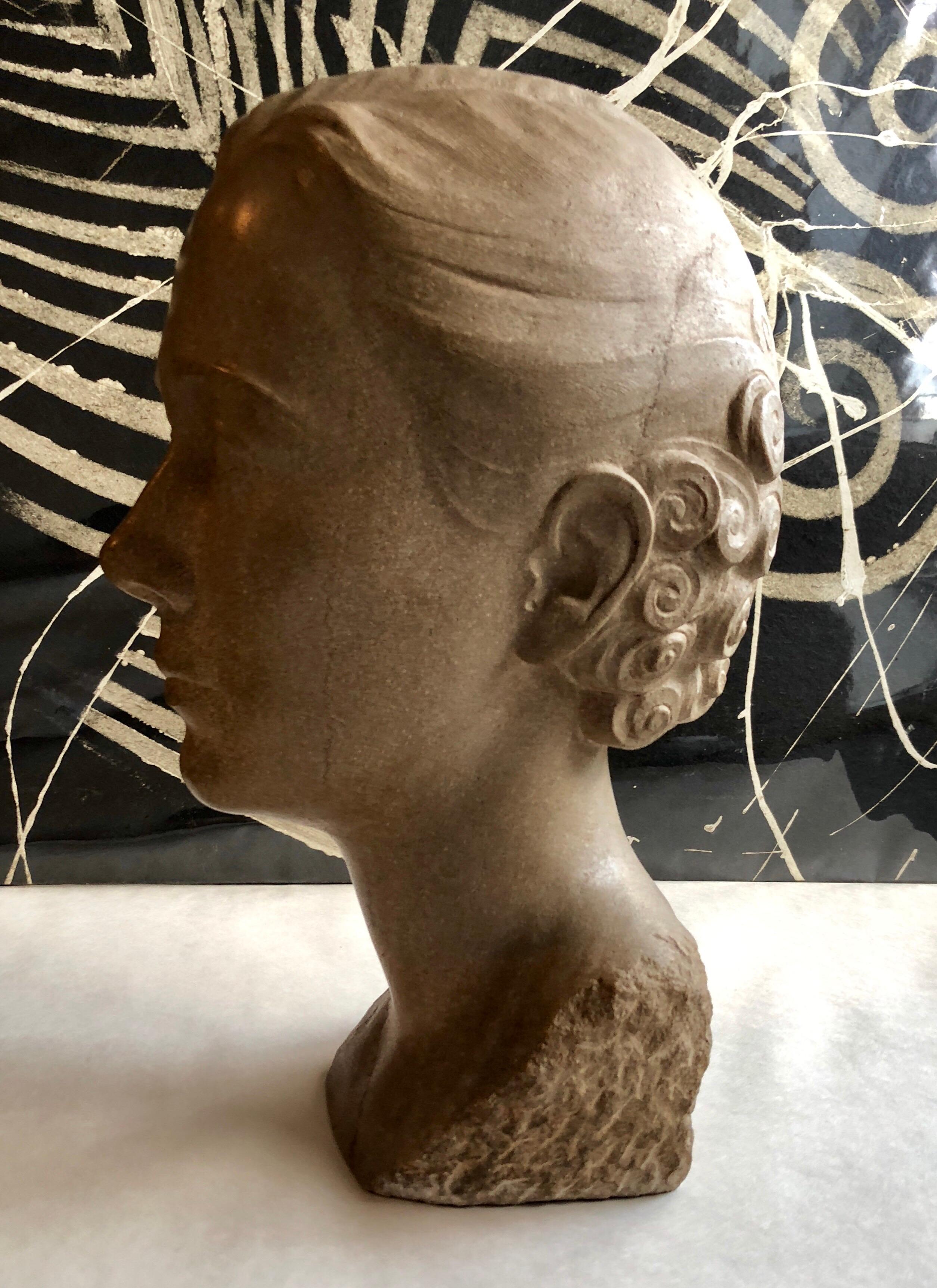 Sculpture Art Déco - Tête de Flapper Womans Head Xenozane en marbre 3