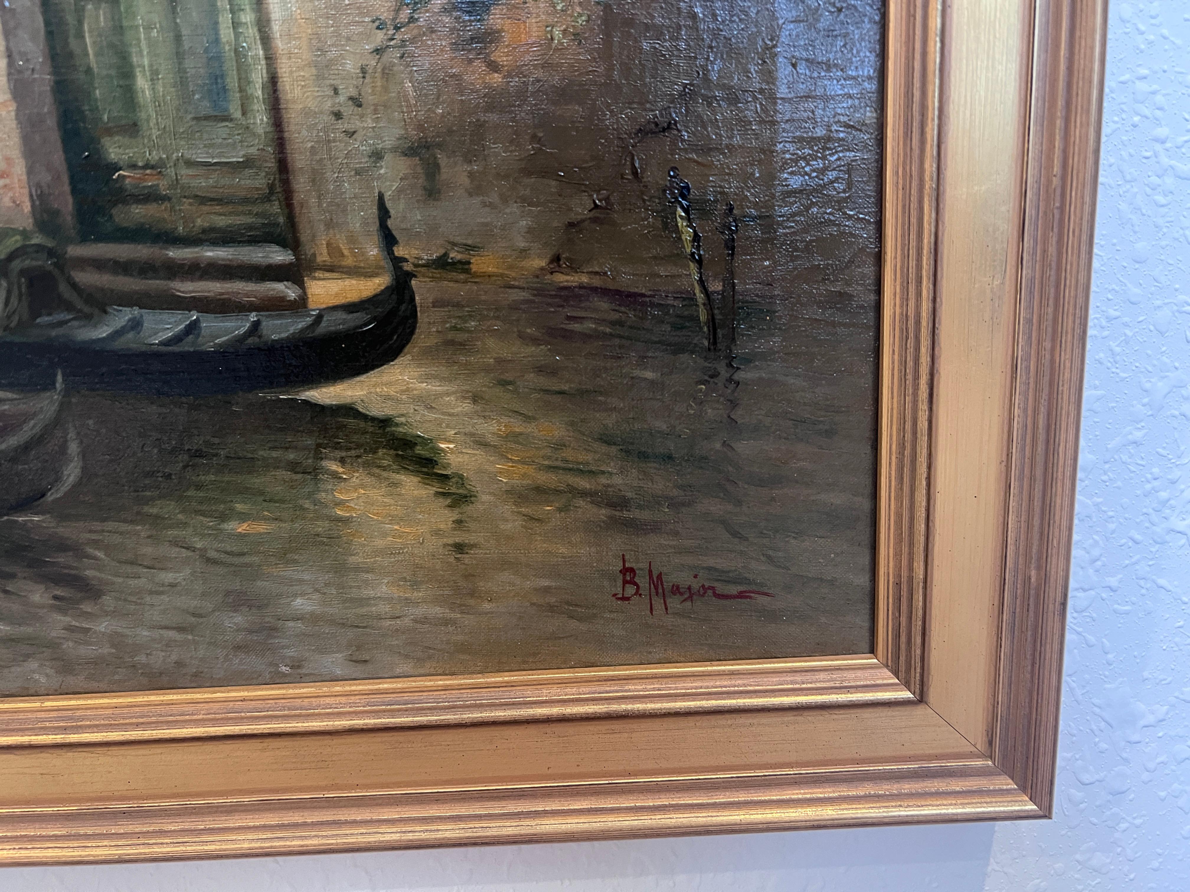 Boris Major (Russo-Americano 1876 - 1951) Pittura originale O/C, Venezia Italia in vendita 3