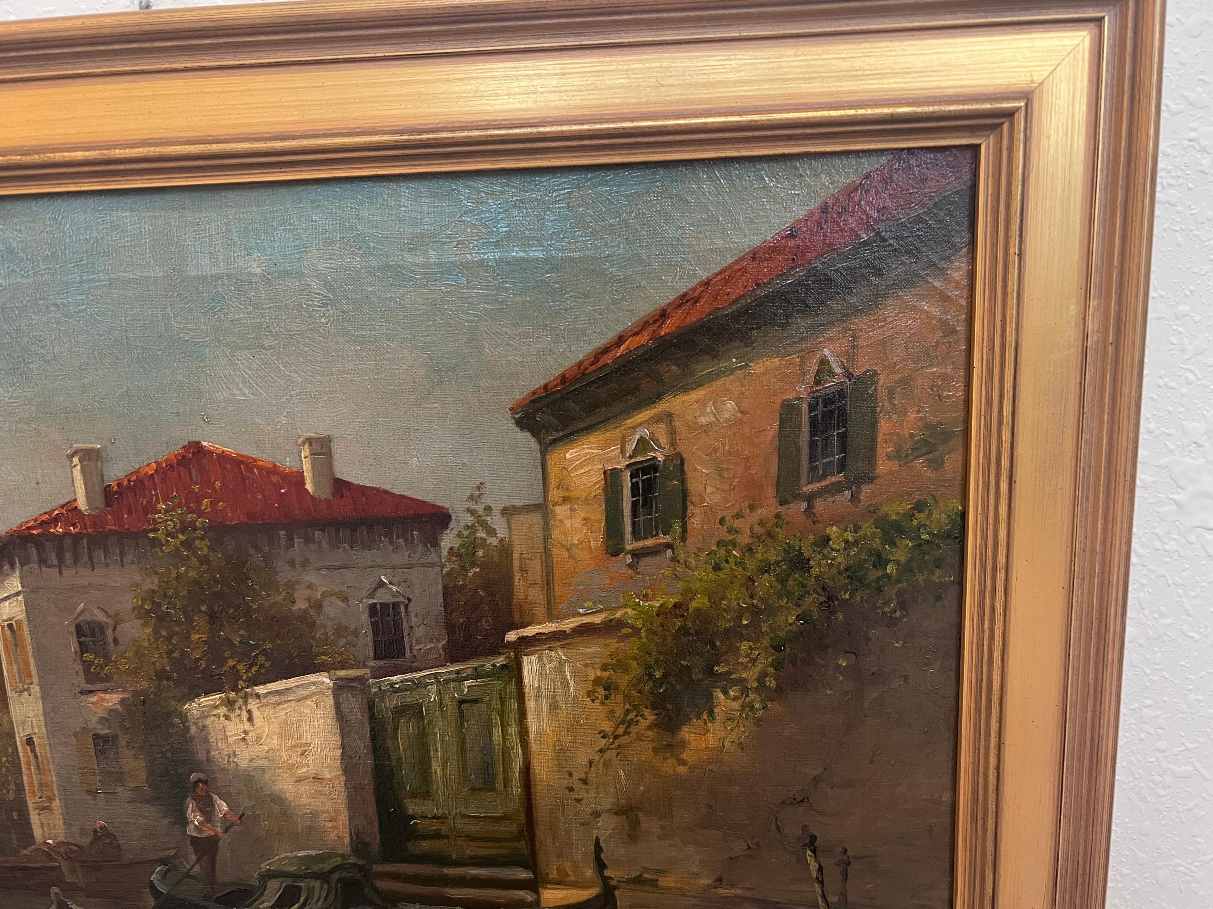Boris Major (Russo-Americano 1876 - 1951) Pittura originale O/C, Venezia Italia in vendita 5