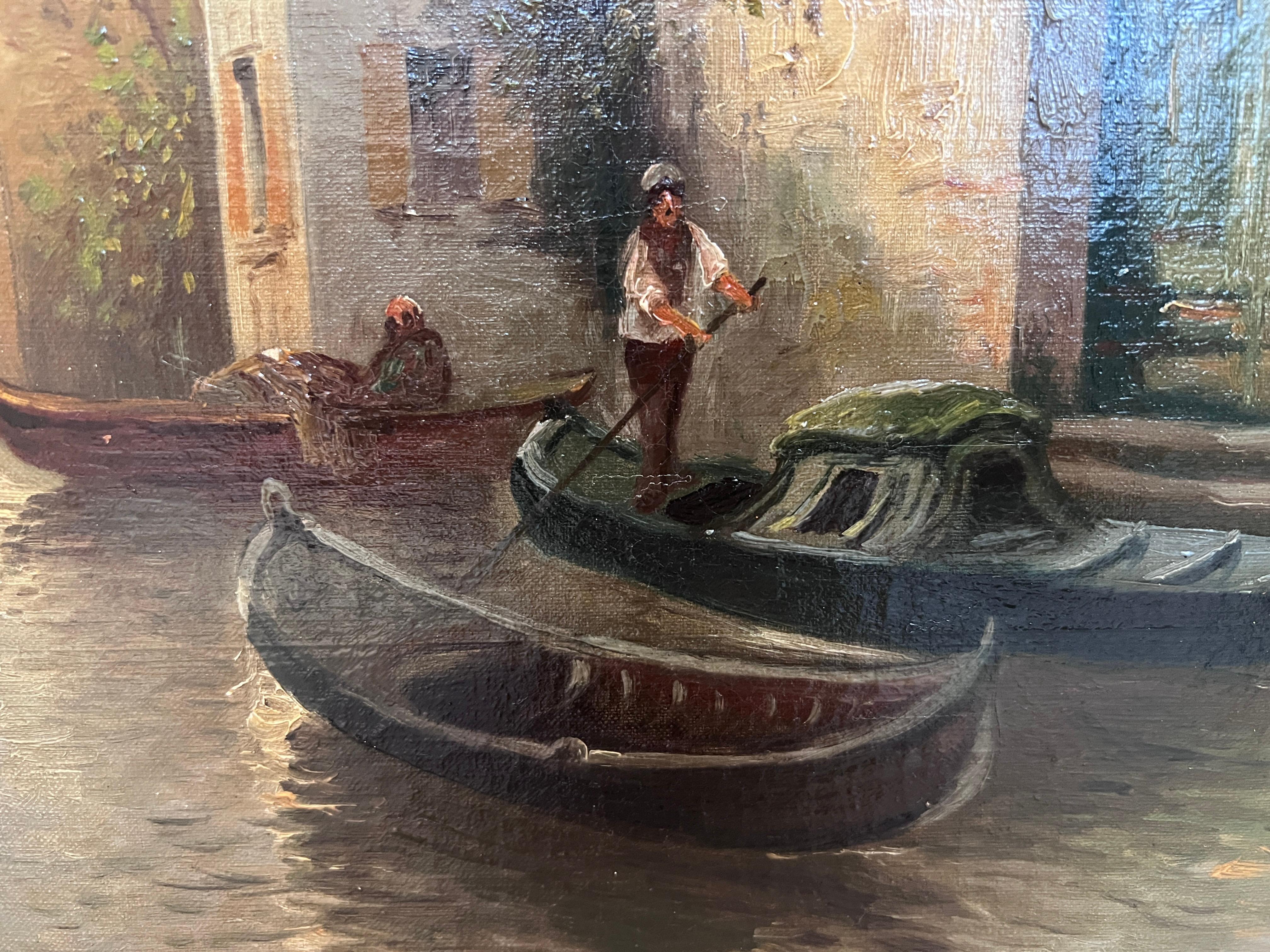 Boris Major (Russo-Americano 1876 - 1951) Pittura originale O/C, Venezia Italia in vendita 8