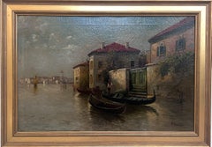 Antique Boris Major (Russian-American 1876 - 1951) original O/C Painting, Venice Italy