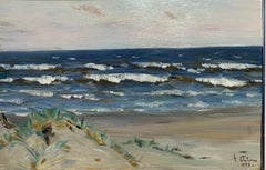 "Spiaggia sull'oceano" estate, dune, mare Olio cm. 33 x 22  1982
