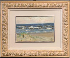 Vintage "Beach on the ocean" summer, dunes, sea Oil cm. 33 x 22  1982