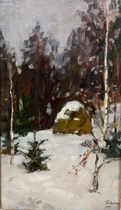 "Pagliaio nel bosco coperto di neve" Bosco cm. 38 x 65 1972