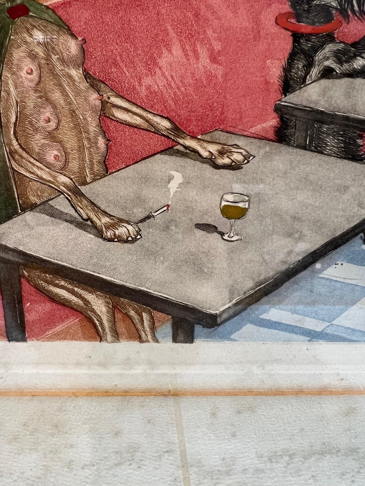 20th Century Boris O'Klein Original Dirty Dogs of Paris Hesitation Signed
