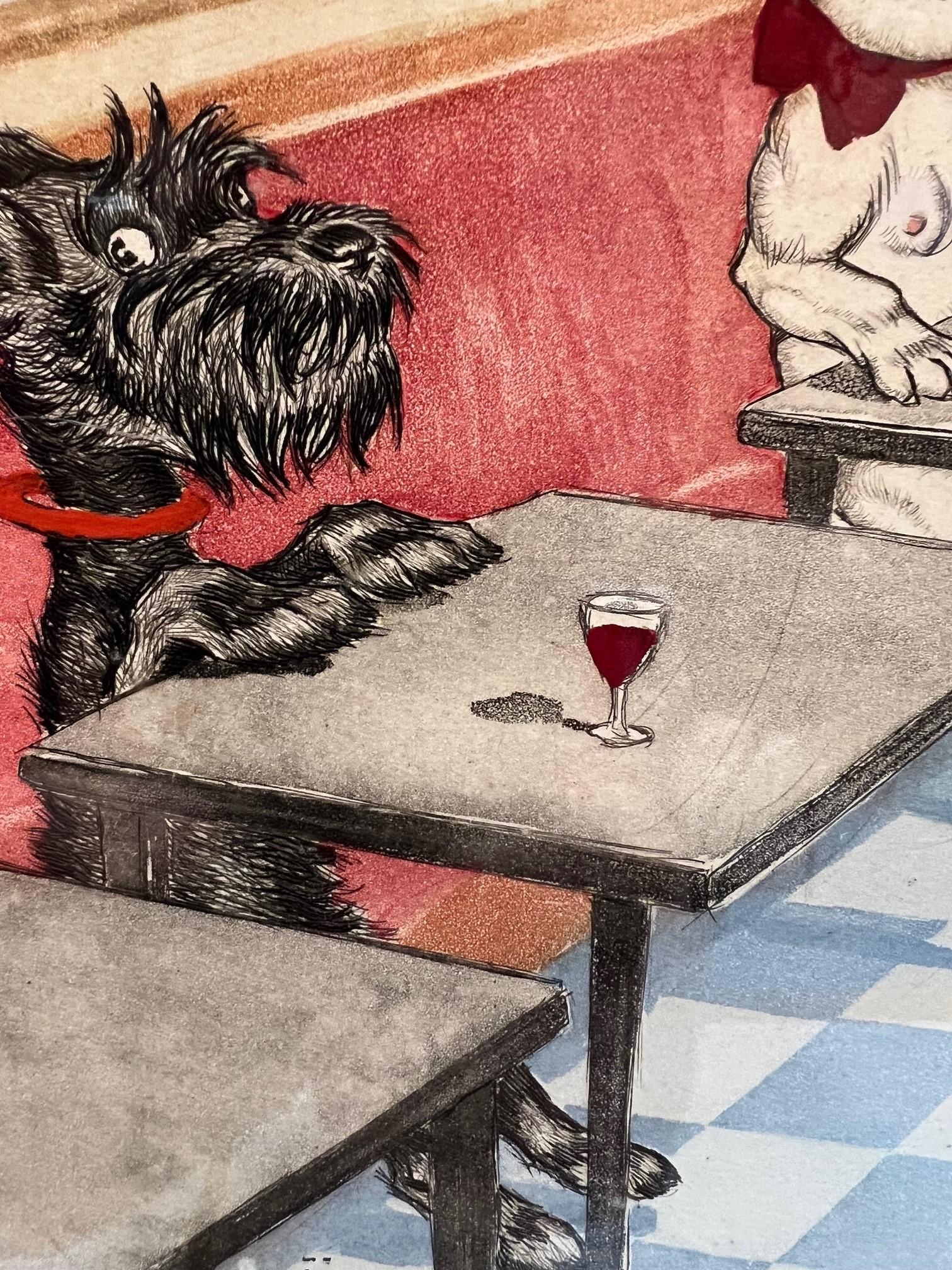 Glass Boris O'Klein Original Dirty Dogs of Paris Hesitation Signed   For Sale