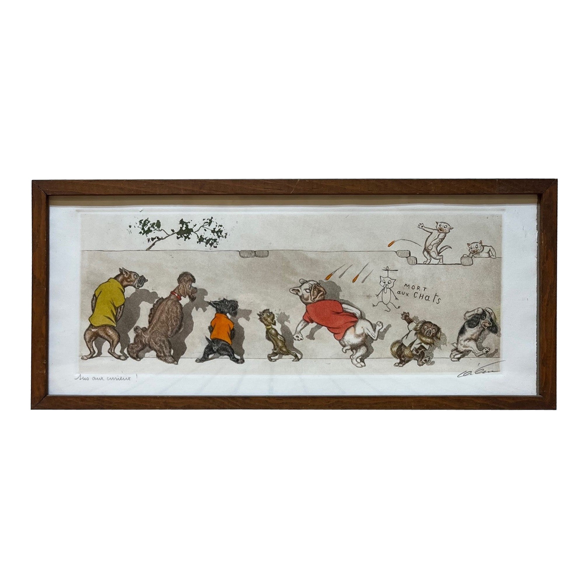 Boris O'Klein Original  Perros Sucios de París "Sus Aux Curieux" Firmado