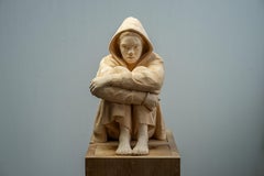 Senne- 21st Century contemporary figurative wooden sculpture of a girl 