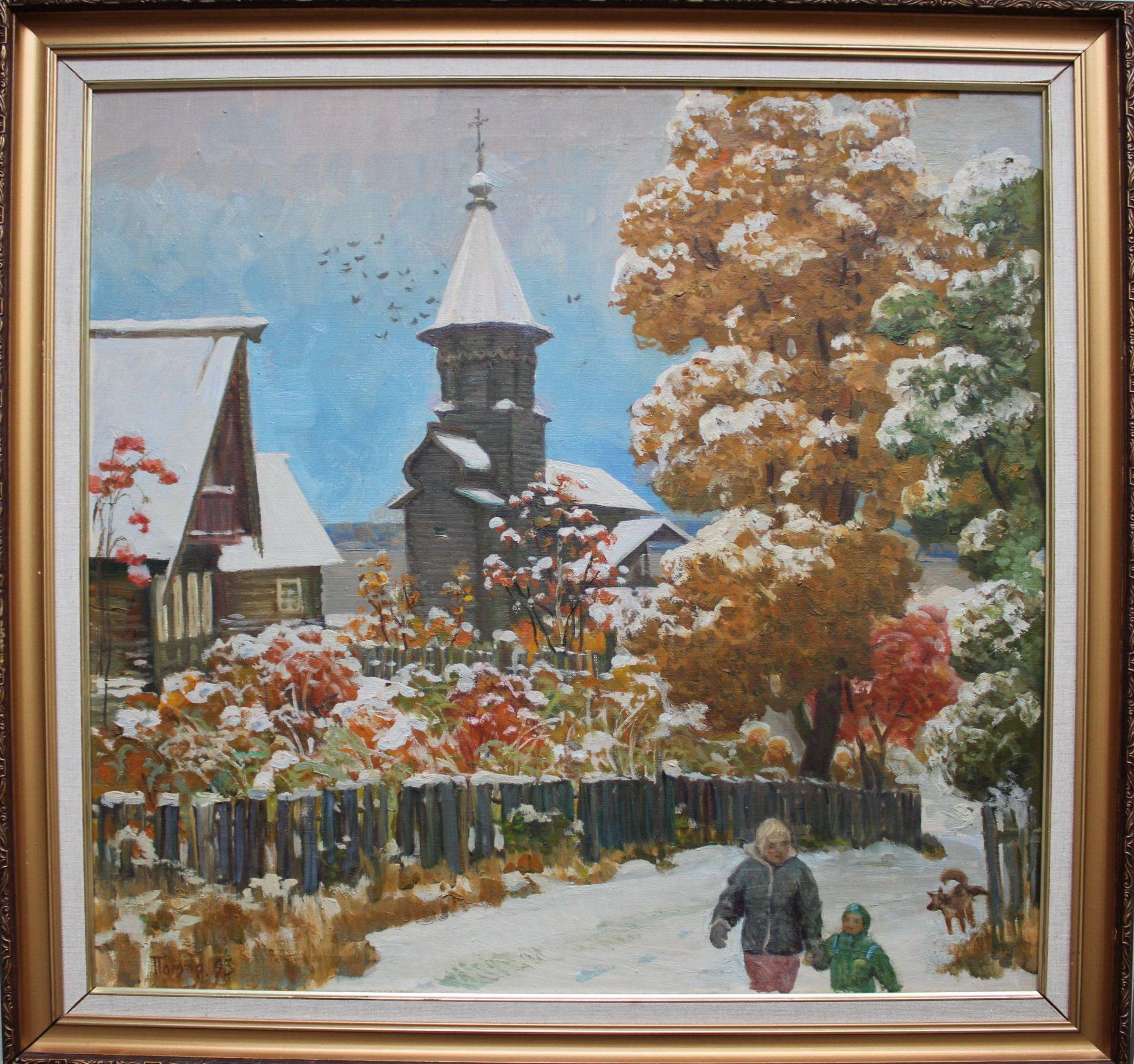 Kondopoga, olio/tela, 80x80 cm, 1993. - Painting di Boris Pomortsev 