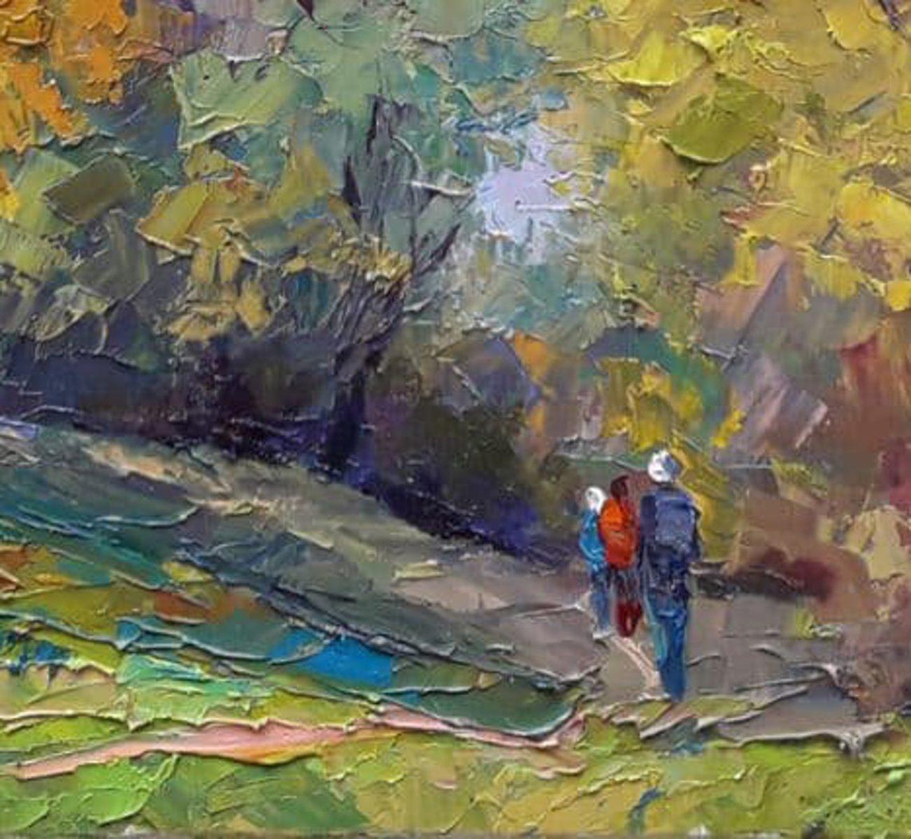 Autumn Colors, Impressionism, Original oil Painting, Ready to Hang - Brown Landscape Painting by Boris Serdyuk 