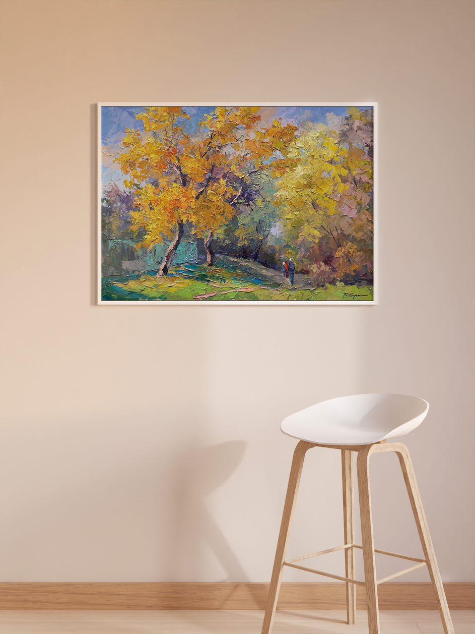 Autumn Colors, Impressionism, Original oil Painting, Ready to Hang For Sale 4
