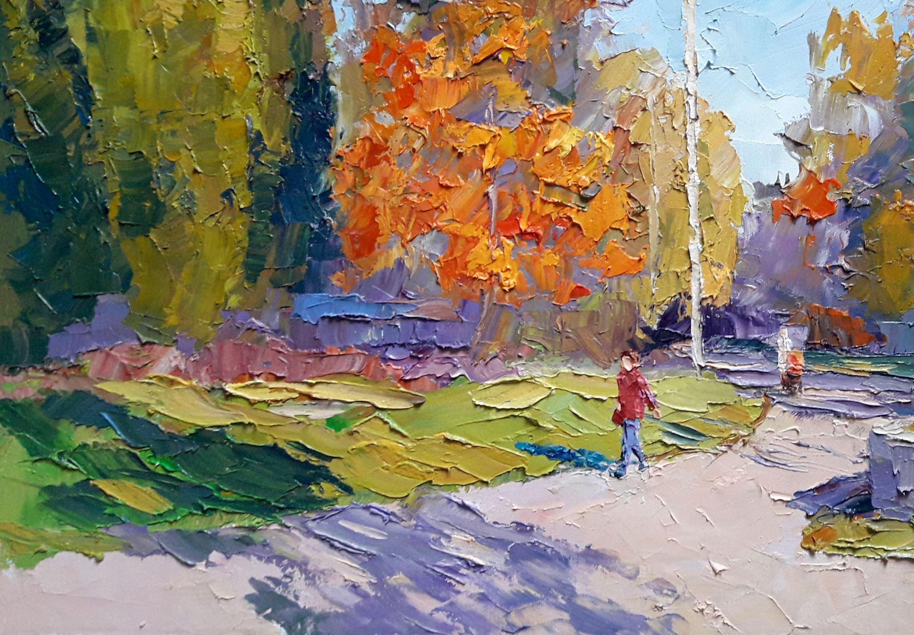 Autumn Day, Impressionism, Original oil Painting, Ready to Hang For Sale 3