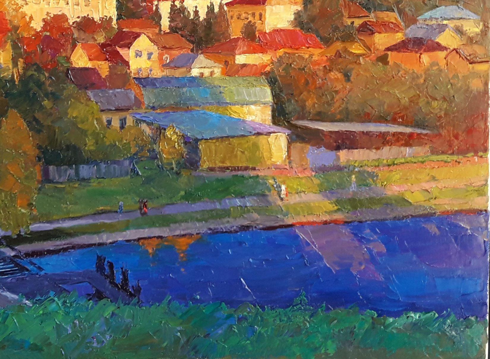 Herbst in Ternopol, Original-Ölgemälde in Öl, hängefertig (Impressionismus), Painting, von Boris Serdyuk 
