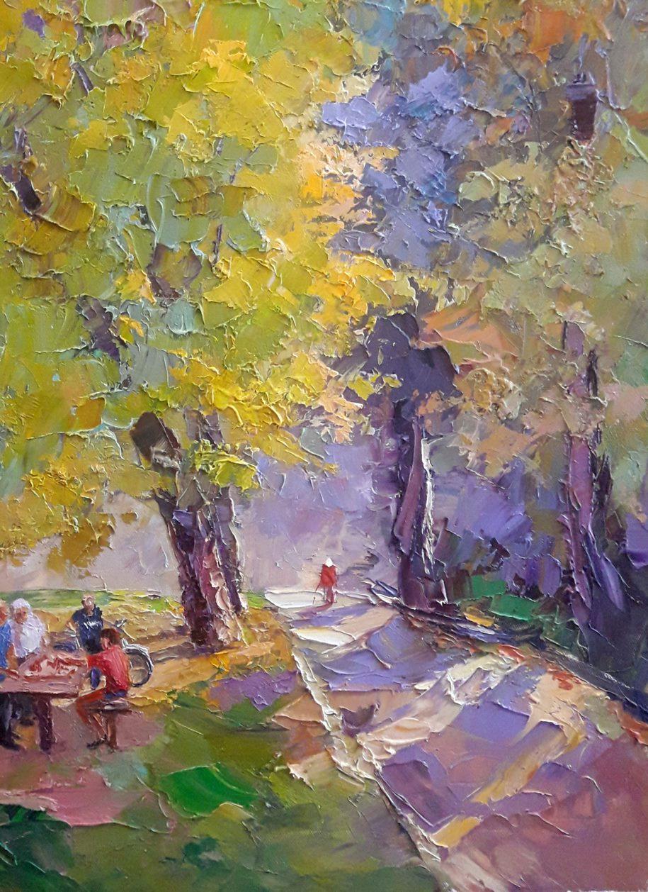 Autumn in the park, Landscape Impressionism Original oil Painting, Ready to Hang For Sale 1