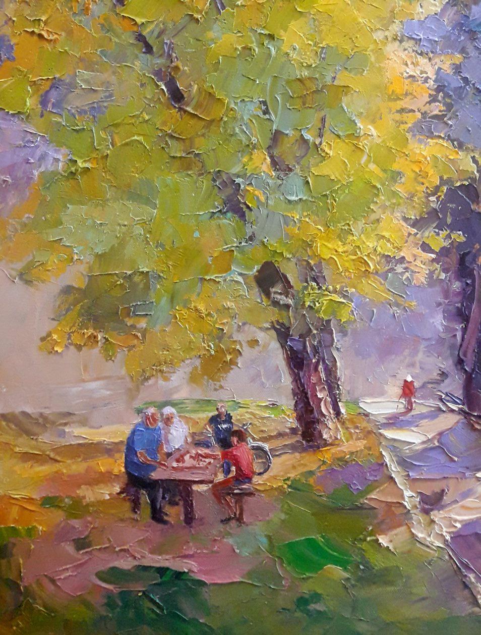 Autumn in the park, Landscape Impressionism Original oil Painting, Ready to Hang For Sale 2