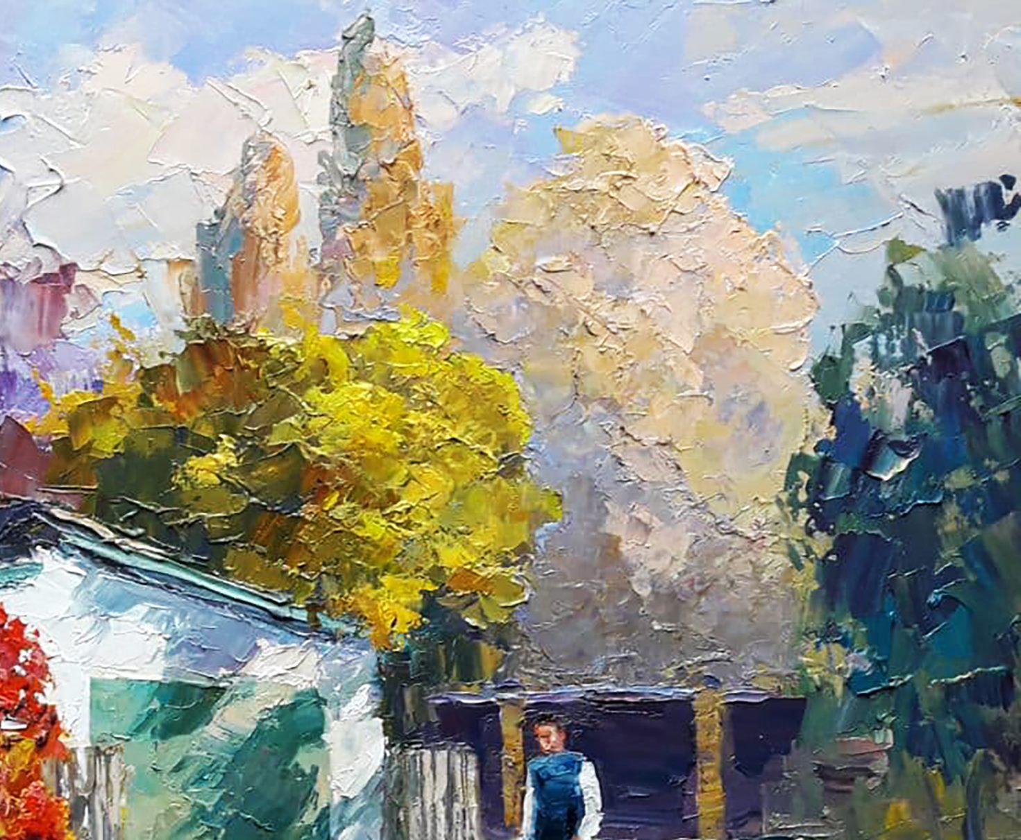 Autumn Morning, Impressionism, Original oil Painting, Ready to Hang For Sale 1