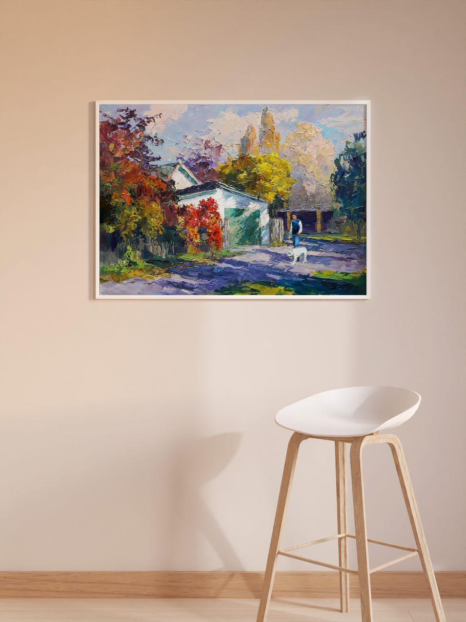 Autumn Morning, Impressionism, Original oil Painting, Ready to Hang For Sale 3