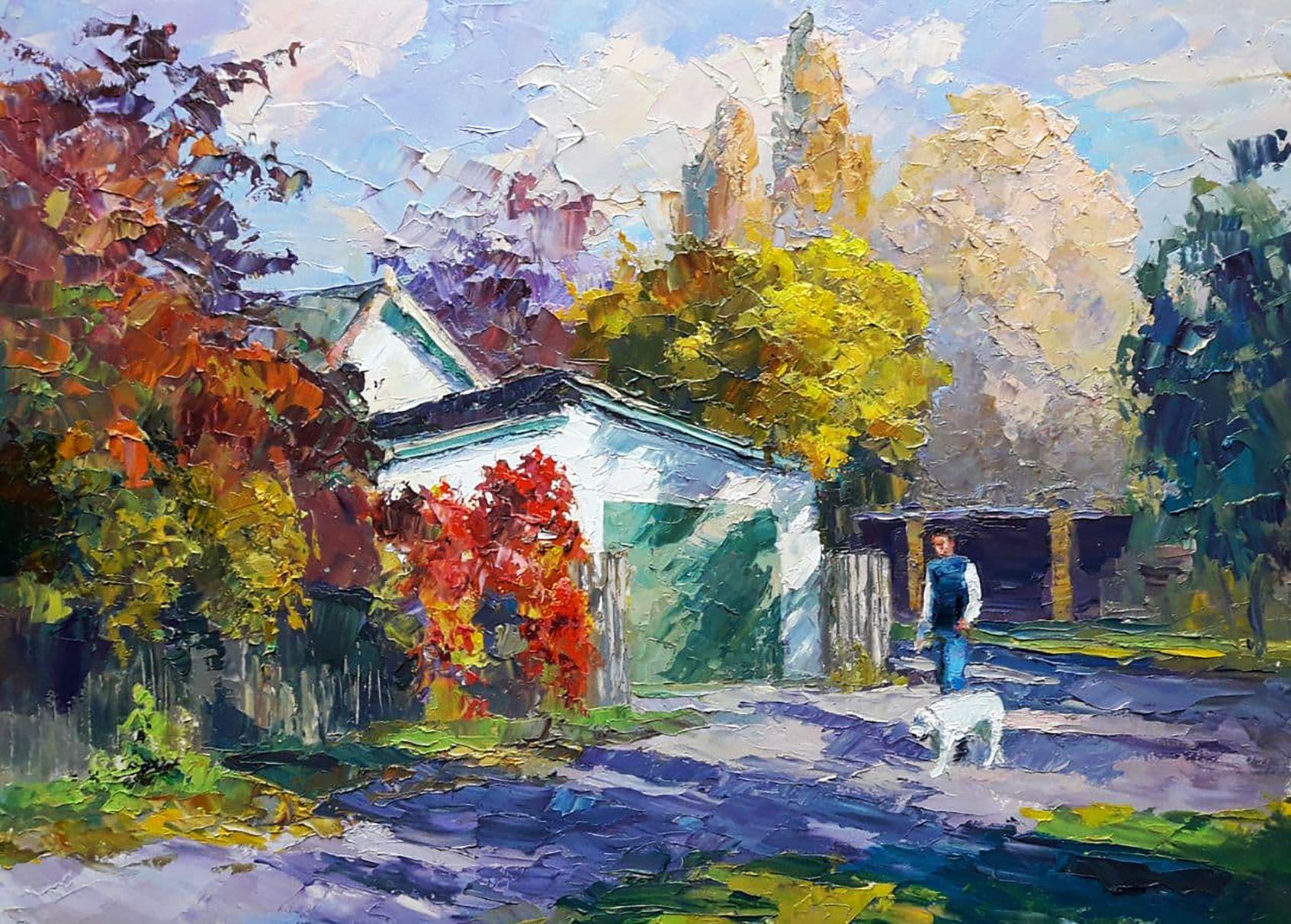 Herbstnachlass, Impressionismus, Original-Ölgemälde, hängefertig