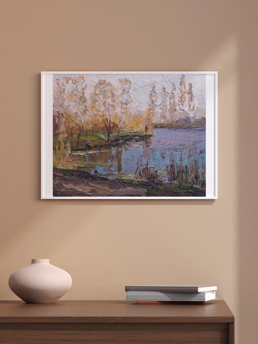 utumn on the lake, peinture à l'huile originale, prête à être accrochée 1