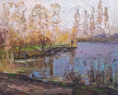 utumn on the lake, peinture à l'huile originale, prête à être accrochée
