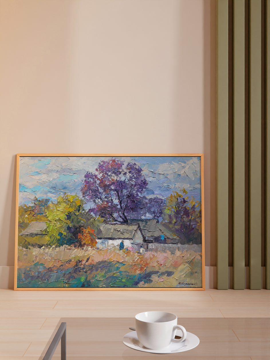 Herbst, Original-Ölgemälde des Impressionismus, hängefertig – Painting von Boris Serdyuk 