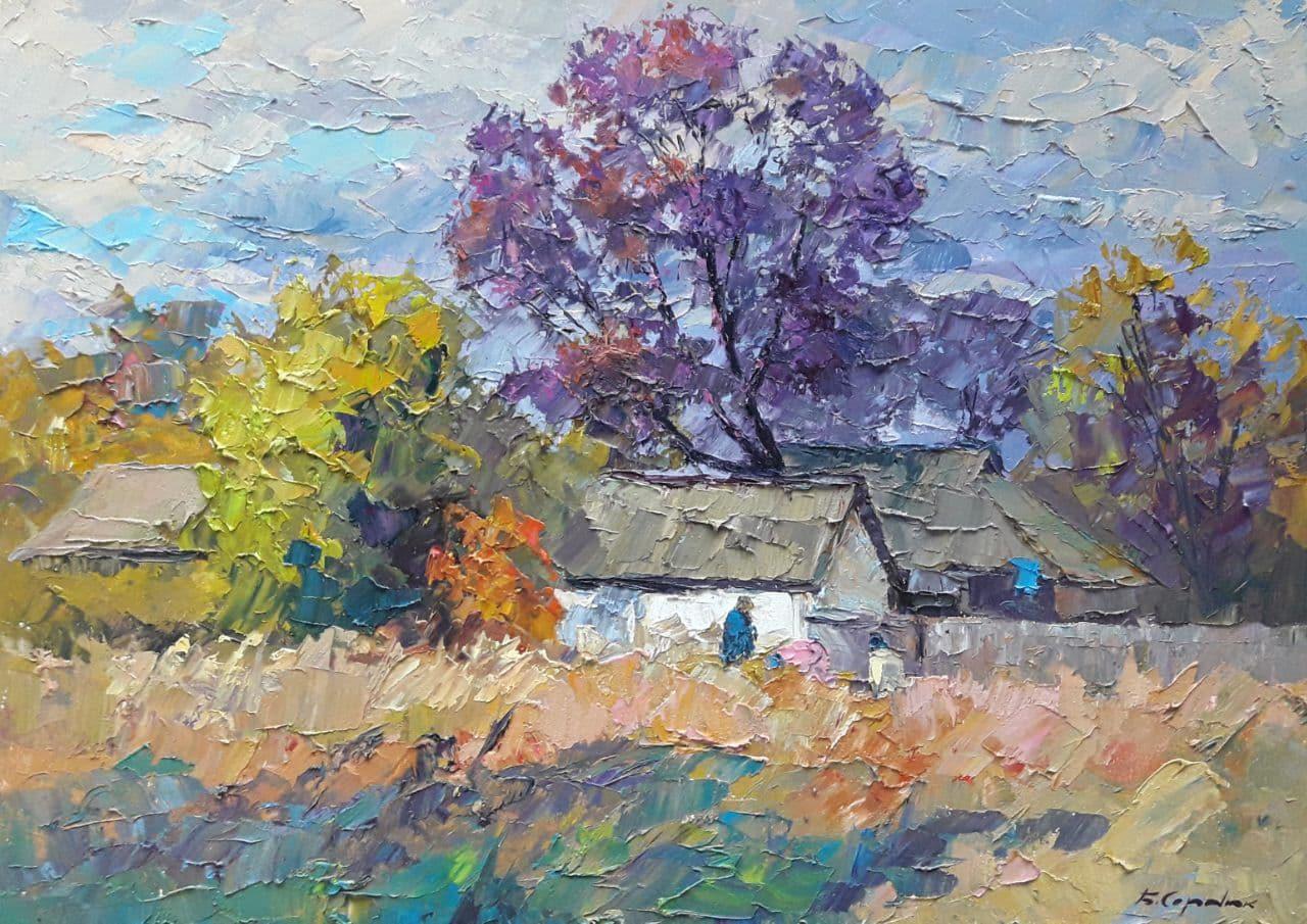 Boris Serdyuk  Landscape Painting - Autumn, Impressionism Original oil Painting, Ready to Hang