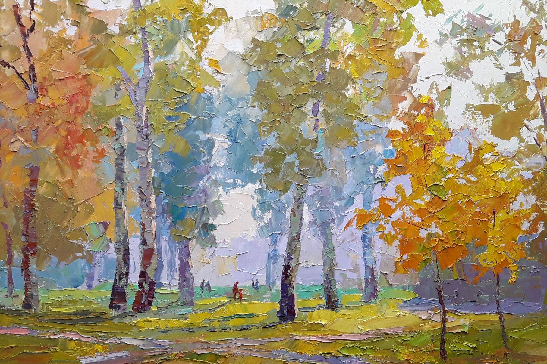 Autumn park, Original oil Painting, Ready to Hang For Sale 1