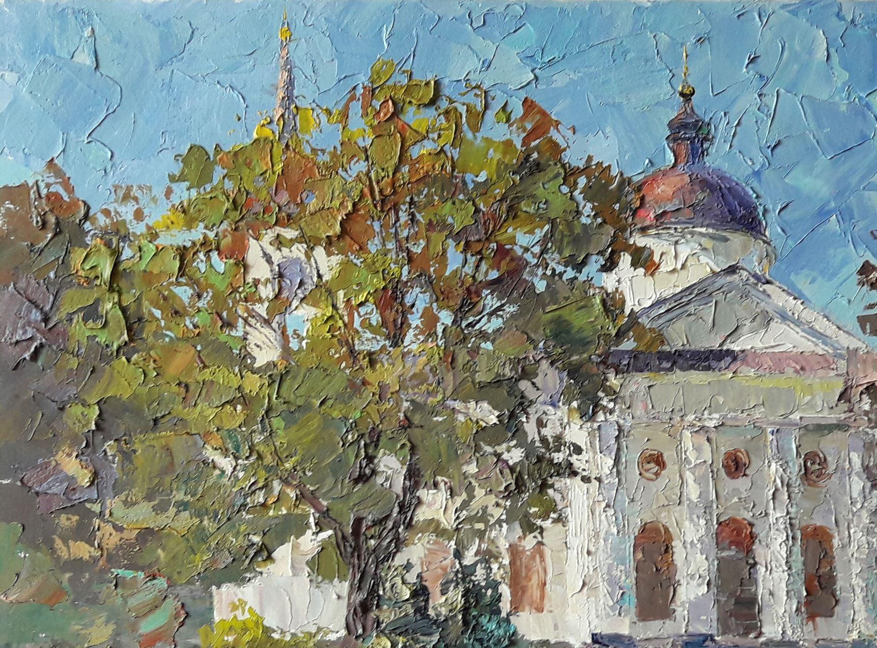 Artist: Boris Serdyuk 
Work: Original oil painting, handmade artwork, one of a kind 
Medium: Oil on Canvas
Style: Impressionism
Year: 2020
Title: Baturin Temple
Size: 21.5