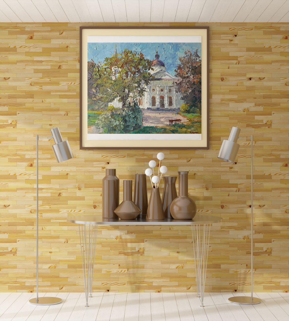 Künstler: Boris Serdyuk 
Werk: Original-Ölgemälde, handgefertigtes Kunstwerk, ein Unikat 
Medium: Öl auf Leinwand
Stil: Impressionismus
Jahr: 2020
Titel: Baturin-Tempel
Größe: 21,5