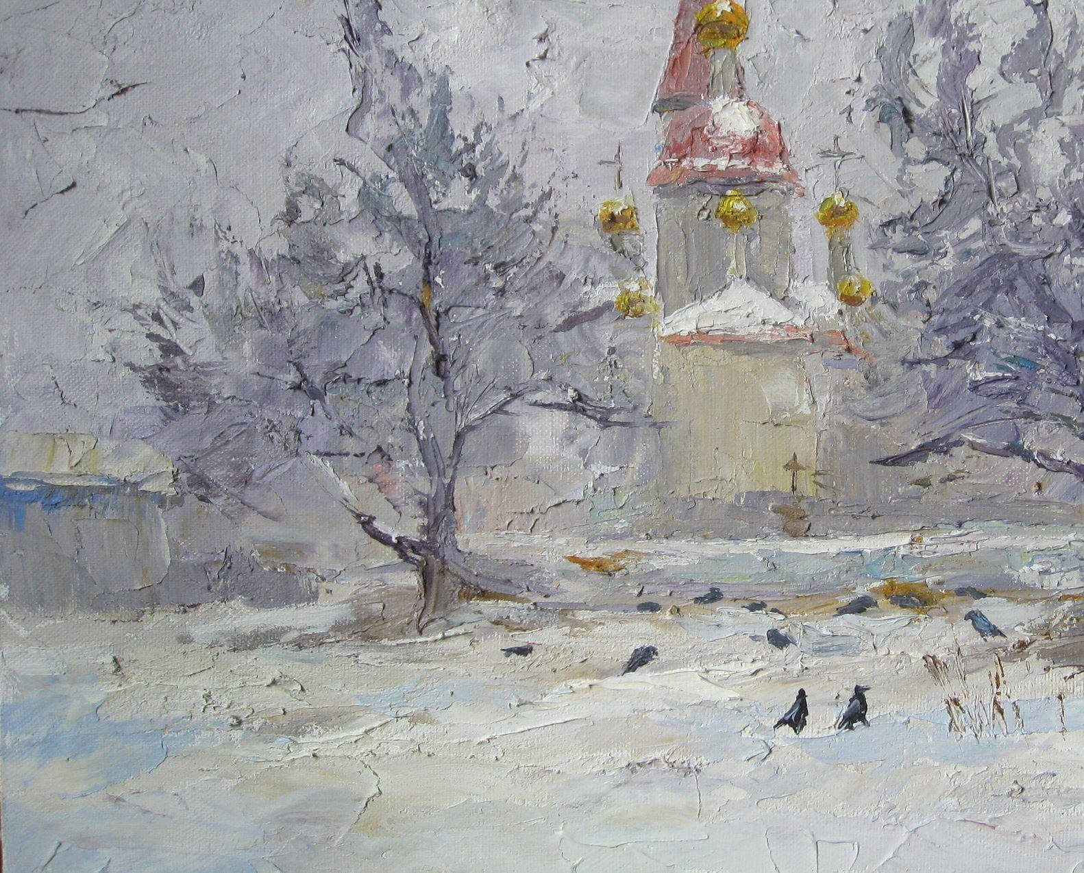 Artist: Boris Serdyuk 
Work: Original oil painting, handmade artwork, one of a kind 
Medium: Oil on Canvas
Style: Impressionism
Year: 2020
Title: Breathed cold
Size: 16.5